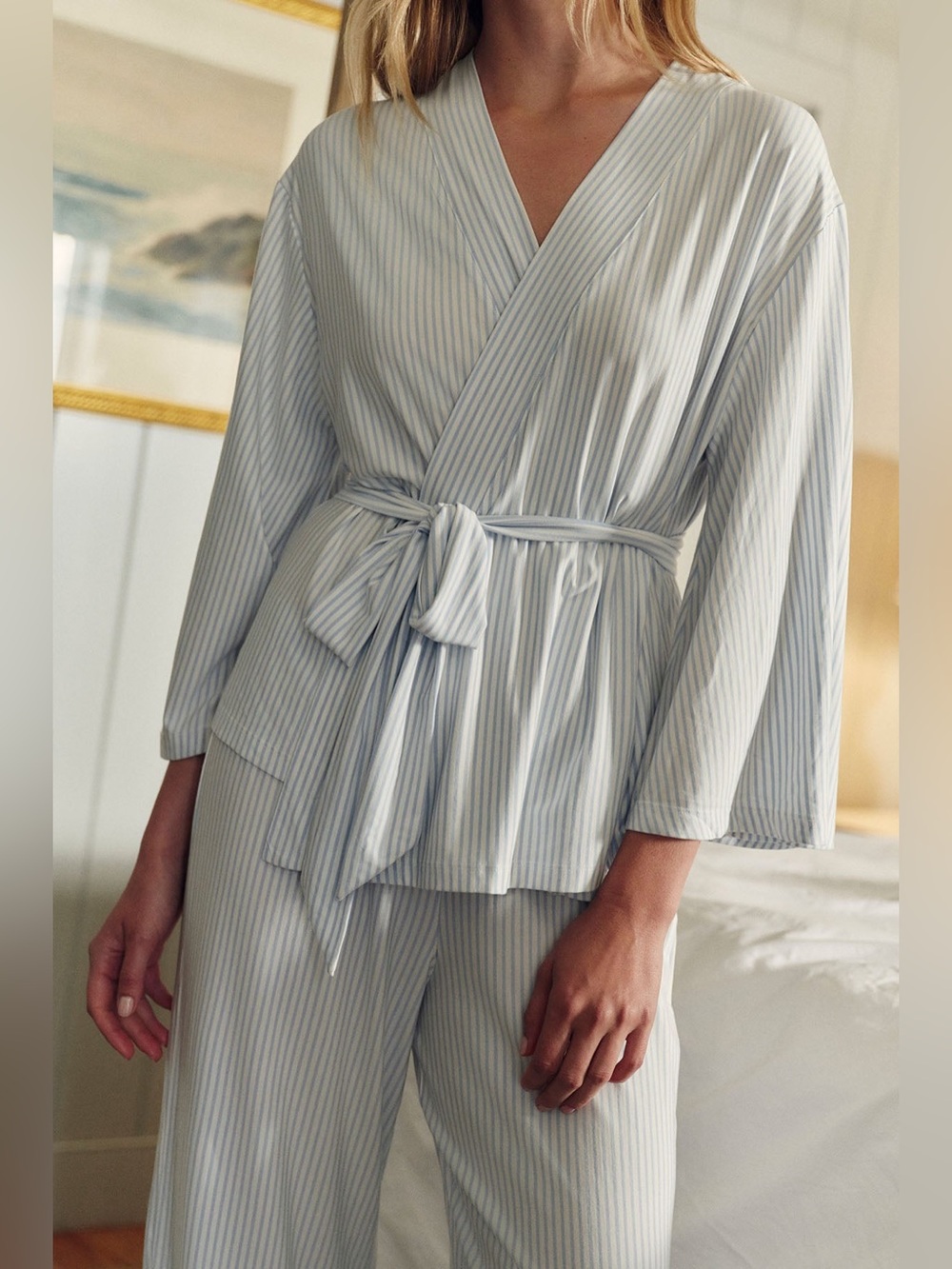 LAKE Pajamas Dream Modal Kimono Wrap Pajama Top Fog Bell Sleeve XXS